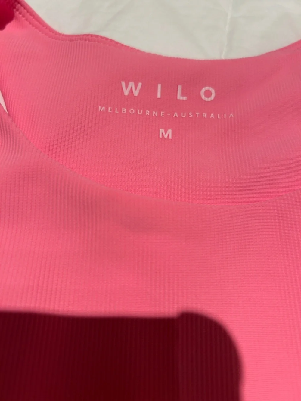 Wilo Pink Ribbed Racerback Crop Top - Picture 2 of 4